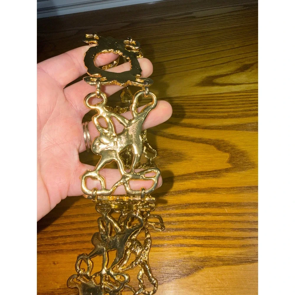 Vintage Inspired Ornate Gold Chain Waist Belt Cherub Heart Statement Accessory